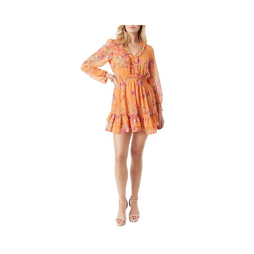 Jessica Simpson Womens Yara Floral-Print Smocked Mini Dress