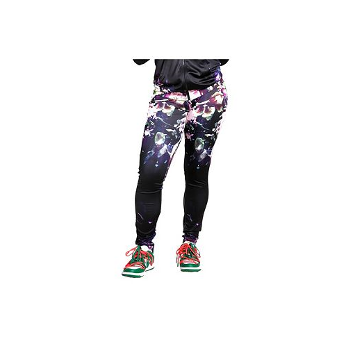 Poetic Justice Womens Curvy Fit Active Floral Print Poly Tricot Leggings