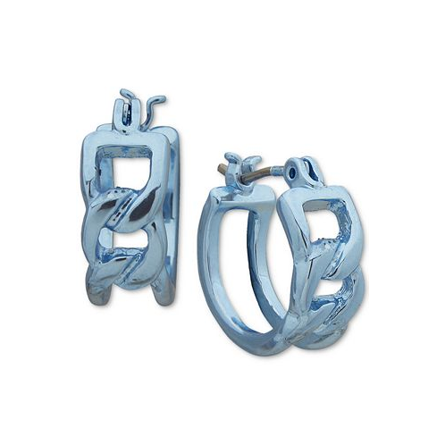 KARL LAGERFELD PARIS Blue-Tone Chain Link Hoop Earrings