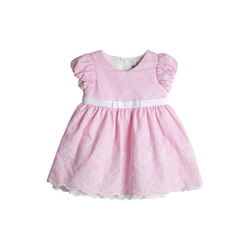 Rare Editions Baby Girls Eyelet Seersucker Dress with Diaper Cover