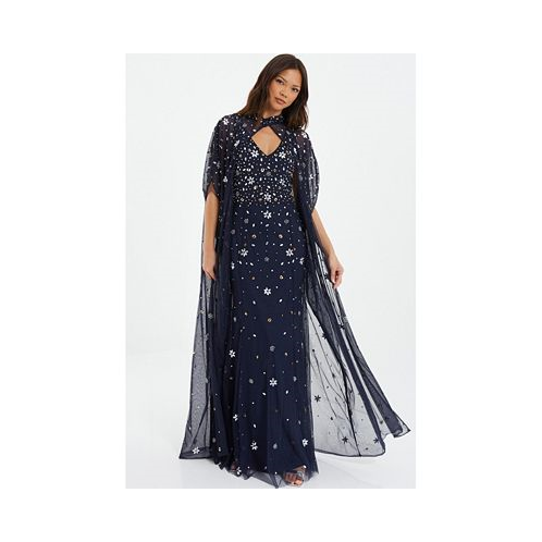 QUIZ Womens Beaded 2-In-1 Cape And Evening Dress