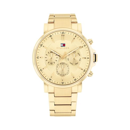 Tommy Hilfiger Mens Chronograph Gold-Tone Stainless Steel Watch 43mm