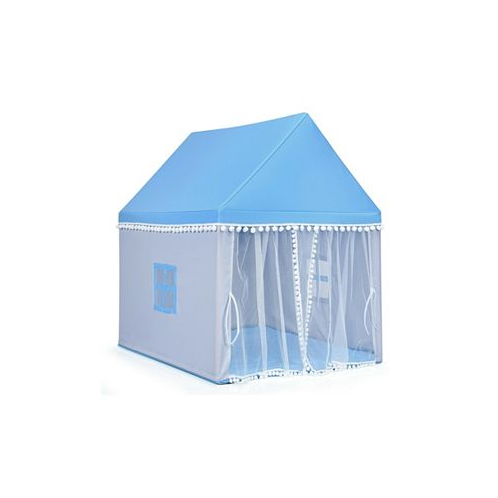 SUGIFT Kids Play Tent Large Playhouse Children Play Castle Fairy Tent Gift with Mat-Blue