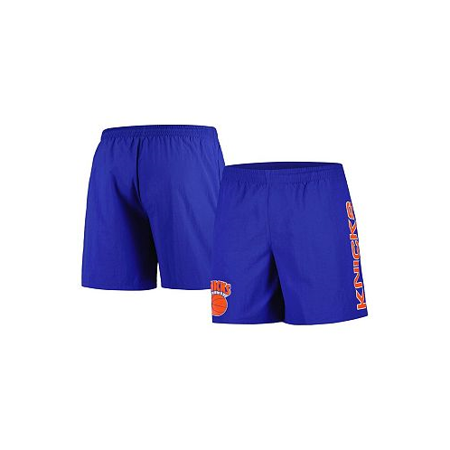 Mitchell & Ness Mens Blue Distressed New York Knicks Hardwood Classics 1990-1992 Throwback Logo Heritage Shorts