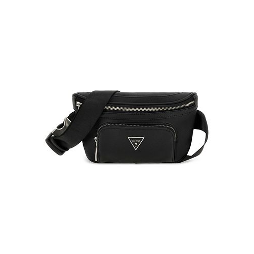 GUESS Mens Saffiano Faux-Leather Water-Repellent Fanny Pack