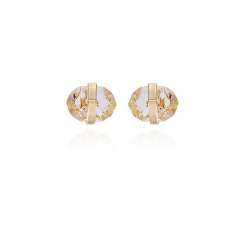Vince Camuto Gold-Tone Clear Glass Stone Button Clip-On Earrings