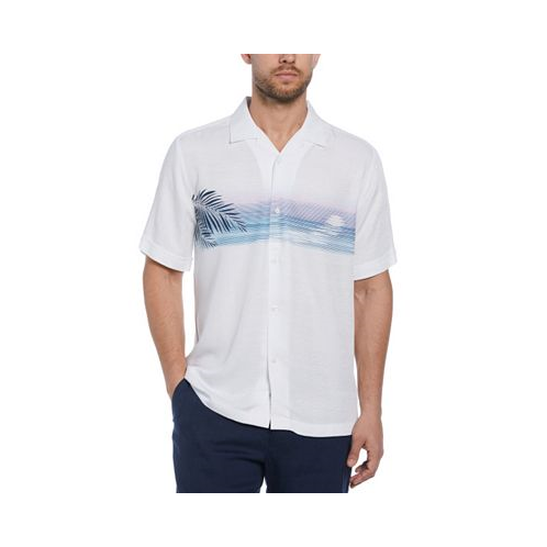Cubavera Mens Short Sleeve Sunset Print Button-Front Camp Shirt