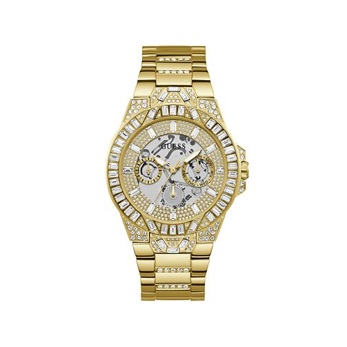 GUESS Mens Analog Gold-Tone Stainless Steel Watch 44mm