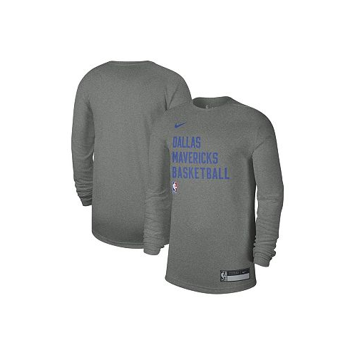 Nike Mens and Womens Heather Gray Dallas Mavericks 2023/24 Legend On-Court Practice Long Sleeve T-shirt