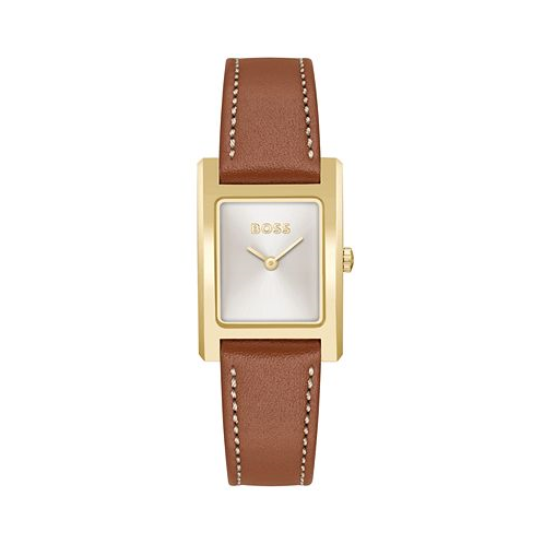 Hugo Boss BOSS Womens Lucy Quartz Basic Slim Brown Leather Watch 23mm