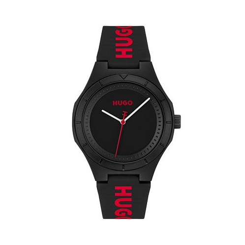 Hugo Boss HUGO Mens Lit for Him Quartz Black Silicone Watch 42mm