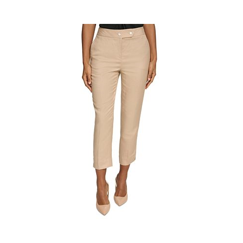 Calvin Klein Petite Linen-Blend Straight-Leg Pants