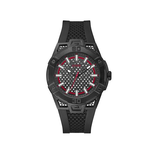 GUESS Mens Analog Black Silicone Watch 45mm