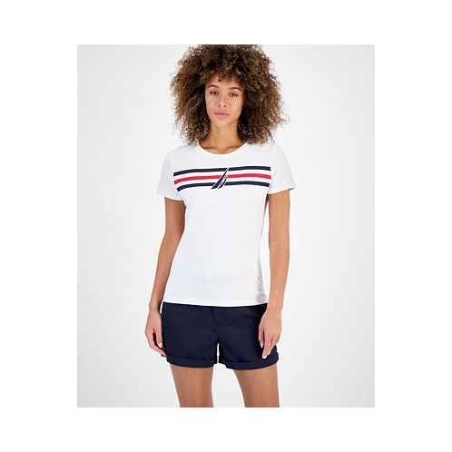 Nautica Jeans Womens Sailboat Stripe Graphic T-Shirt