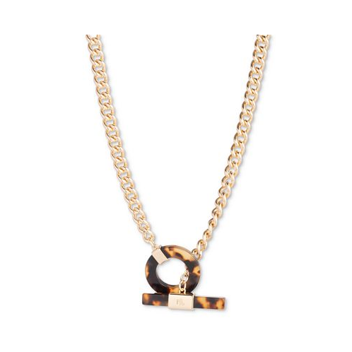 POLO Ralph Lauren Gold-Tone Logo Tortoise-Look Toggle 17 Collar Necklace