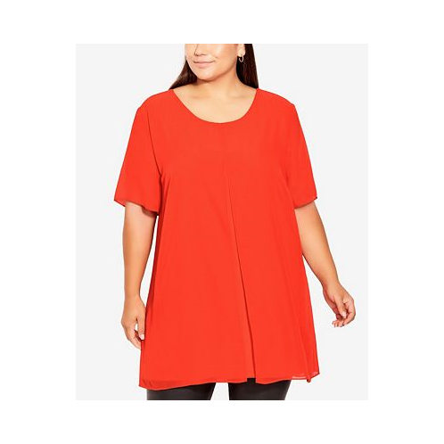 AVENUE Plus Size Liv Overlay Mixed Media Top