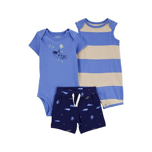 Carters Baby Boys Bodysuit Shorts and Romper 3 Piece Set
