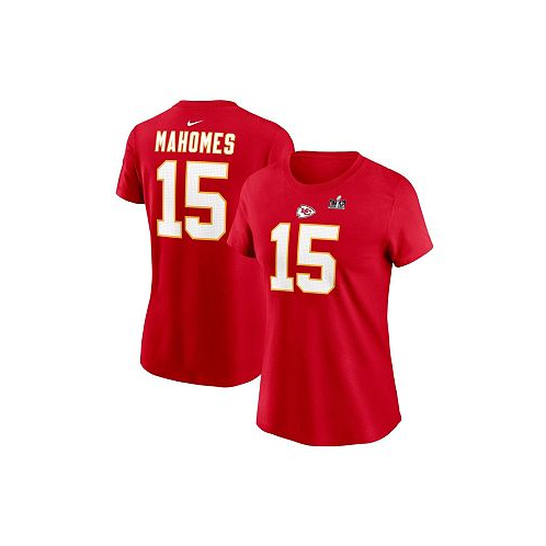 Nike Womens Patrick Mahomes Red Kansas City Chiefs Super Bowl LVIII Patch Player Name and Number T-shirt