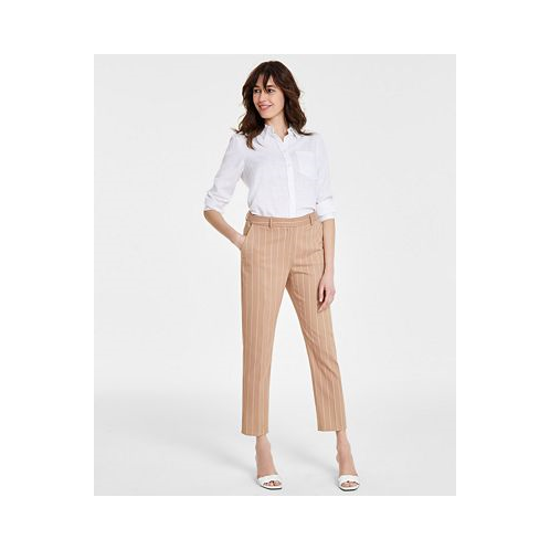 Tahari ASL Womens Shannon Striped Mid Rise Ankle Pants