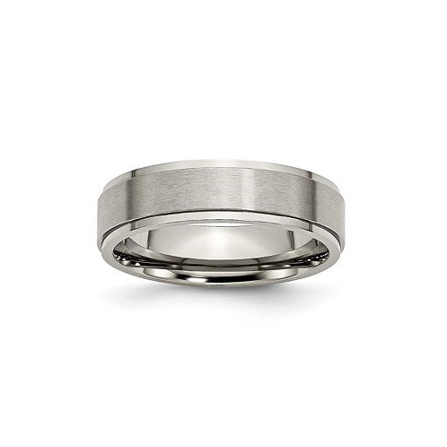 Chisel Titanium Brushed Center 6 mm Ridged Edge Wedding Band Ring