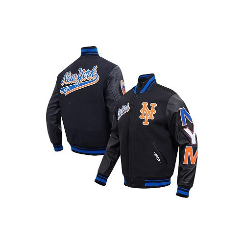 Pro Standard Mens Black New York Mets Script Tail Wool Full-Zip Varity Jacket
