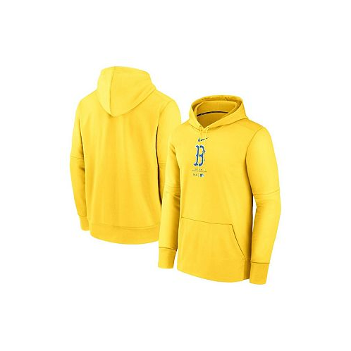 Nike Mens Gold Boston Red Sox City Connect Practice Performance Pullover Hoodie