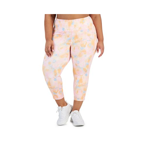 ID Ideology Womens Plus Size Dreamy Bubble-Print Cropped Compression Leggings