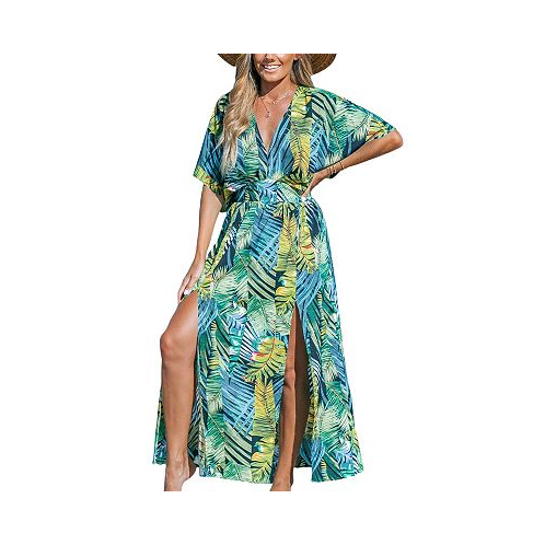 CUPSHE Womens Tropical Double Hem Split Maxi Beach Dress