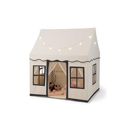 Costway Kids Play Castle Tent Large Playhouse Toys Gifts with Star Lights Washable Mat