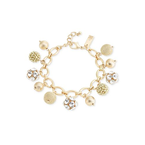 I.N.C. International Concepts Gold-Tone Crystal & Thread-Wrapped Bead Charm Bracelet