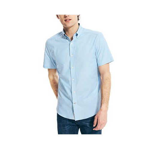 Nautica Mens Classic-Fit Short-Sleeve Solid Stretch Oxford Shirt