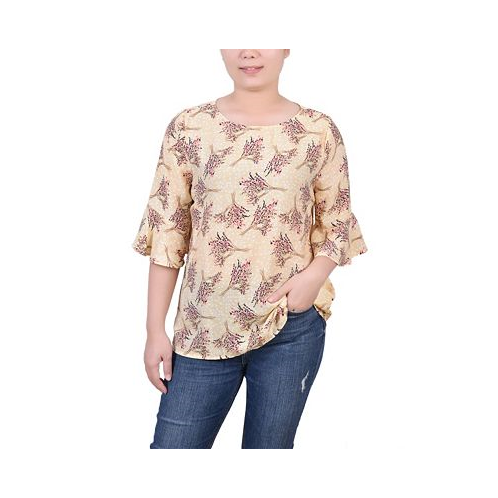 NY Collection Womens Bell Sleeve Blouse
