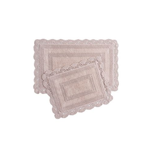 Laura Ashley Crochet Reversible Cotton Bath Rugs 2 Piece Set