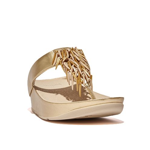 FitFlop Womens Rumba Beaded Metallic Toe-Post Sandals