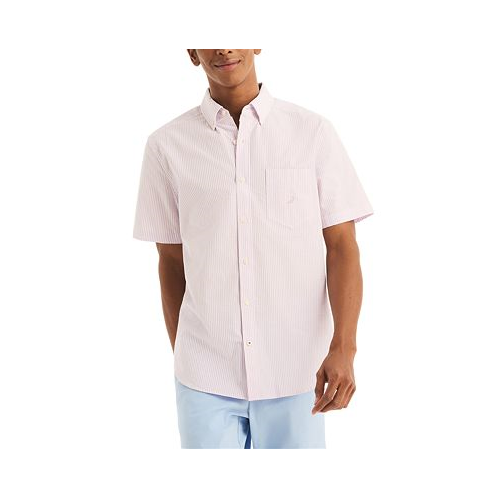Nautica Mens Striped Seersucker Short Sleeve Button-Down Shirt
