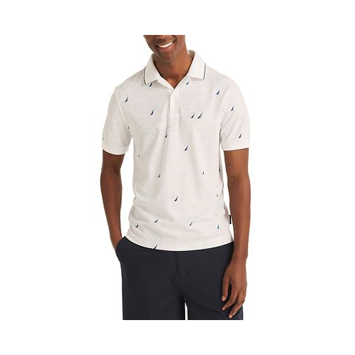 Nautica Mens Navtech Short-Sleeve Printed Button Polo Shirt