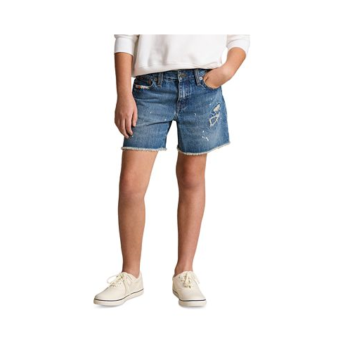 Polo Ralph Lauren Big Girls Paint-Splatter-Print Cotton Denim Shorts