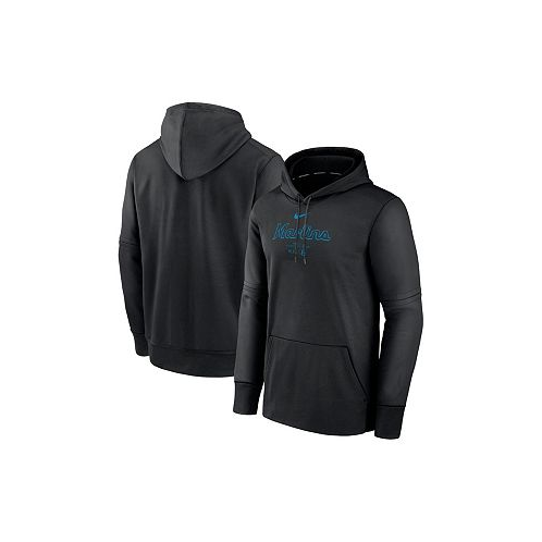 Nike Mens Black Miami Marlins Authentic Collection Practice Performance Pullover Hoodie
