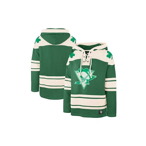 47 Brand Mens Kelly Green Pittsburgh Penguins St. Patricks Day Superior Lacer Pullover Hoodie