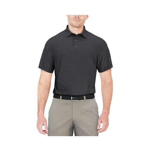 PGA TOUR Mens Short-Sleeve Mini-Check Performance Polo Shirt