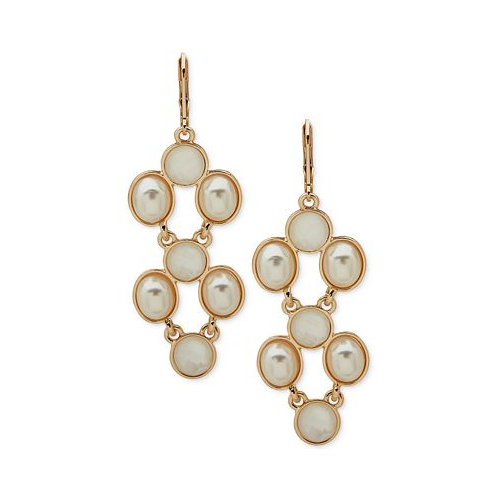 Anne Klein Gold-Tone White Stone & Mother-of-Pearl Statement Earrings