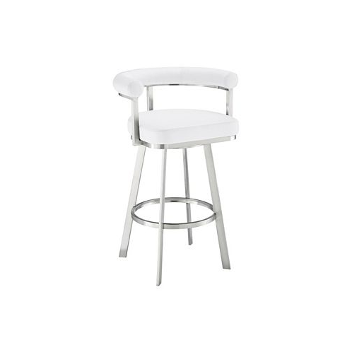 Armen Living Magnolia 26 Swivel Counter Stool in Brushed Stainless Steel with Faux Leather