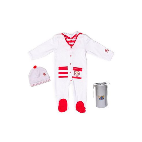 Royal Baby Collection Baby Royal Baby Organic Cotton Gloved Footed Coverall Captain with Hat in Gift Box