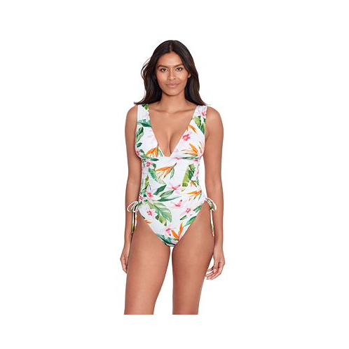 POLO Ralph Lauren Womens Shirred Printed One-Piece Swimsuit
