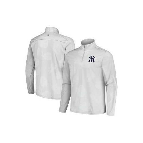 Tommy Bahama Mens Gray New York Yankees Delray Frond IslandZone Half-Zip Jacket