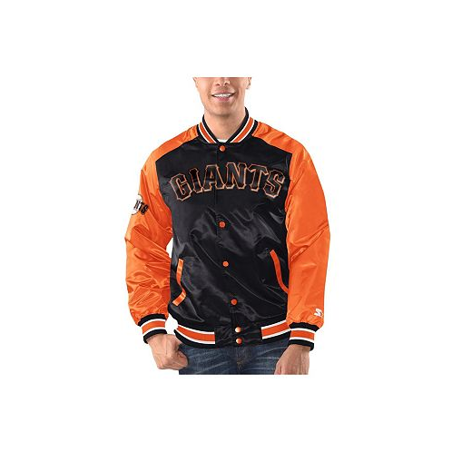 Starter Mens Black Orange San Francisco Giants Varsity Satin Full-Snap Jacket