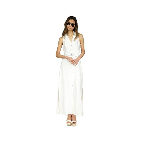 Michael Kors Womens Sleeveless Side-Slit Maxi Shirtdress
