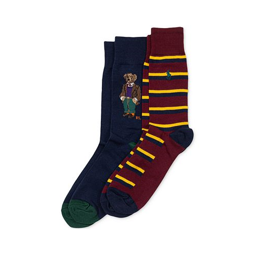 Polo Ralph Lauren Mens 2-Pk. Madison Tweed Bear Slack Socks