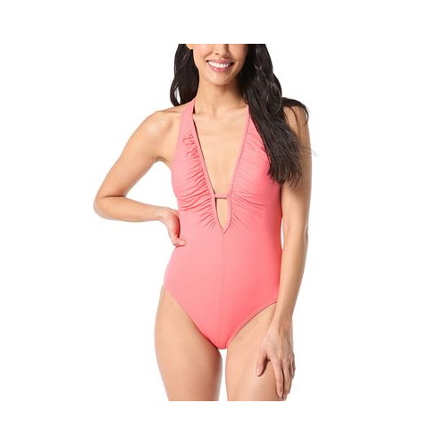 Vince Camuto Womens Plunge Cutout One-Piece Swimsuit