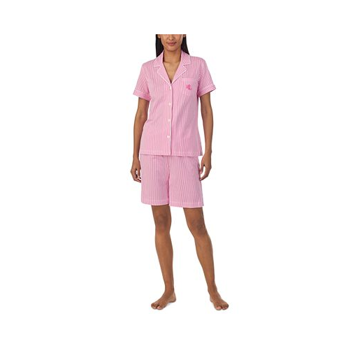 POLO Ralph Lauren Womens 2-Pc. Short-Sleeve Notch-Collar Bermuda Pajama Set